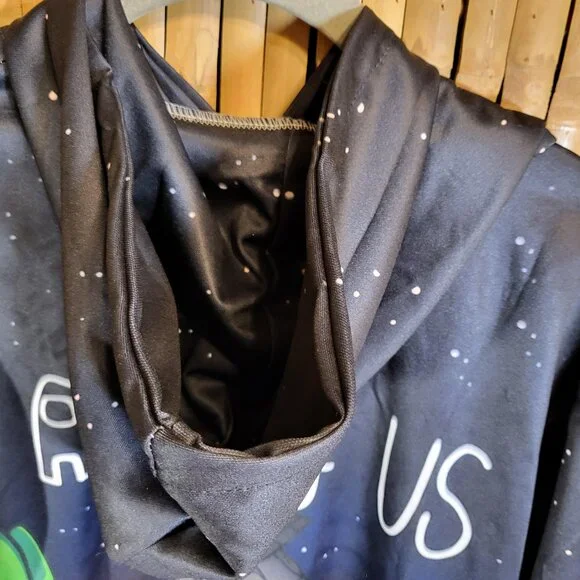 Among Us Kid's Hoodie Sweatshirt Medium Black Space NEW - Picture 4 of 7